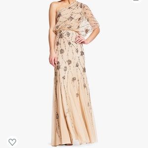 Adrianna Papell Women's One Shoulder Beaded Blouson Dress